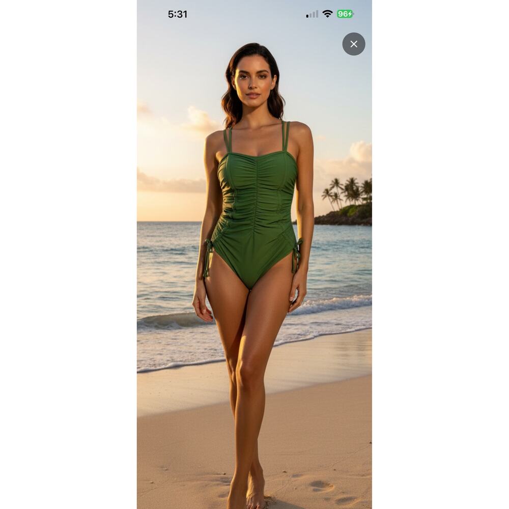 BLOOMING JELLY ONE PIECE OLIVE GREEN BATHING SUIT / Size - LARGE